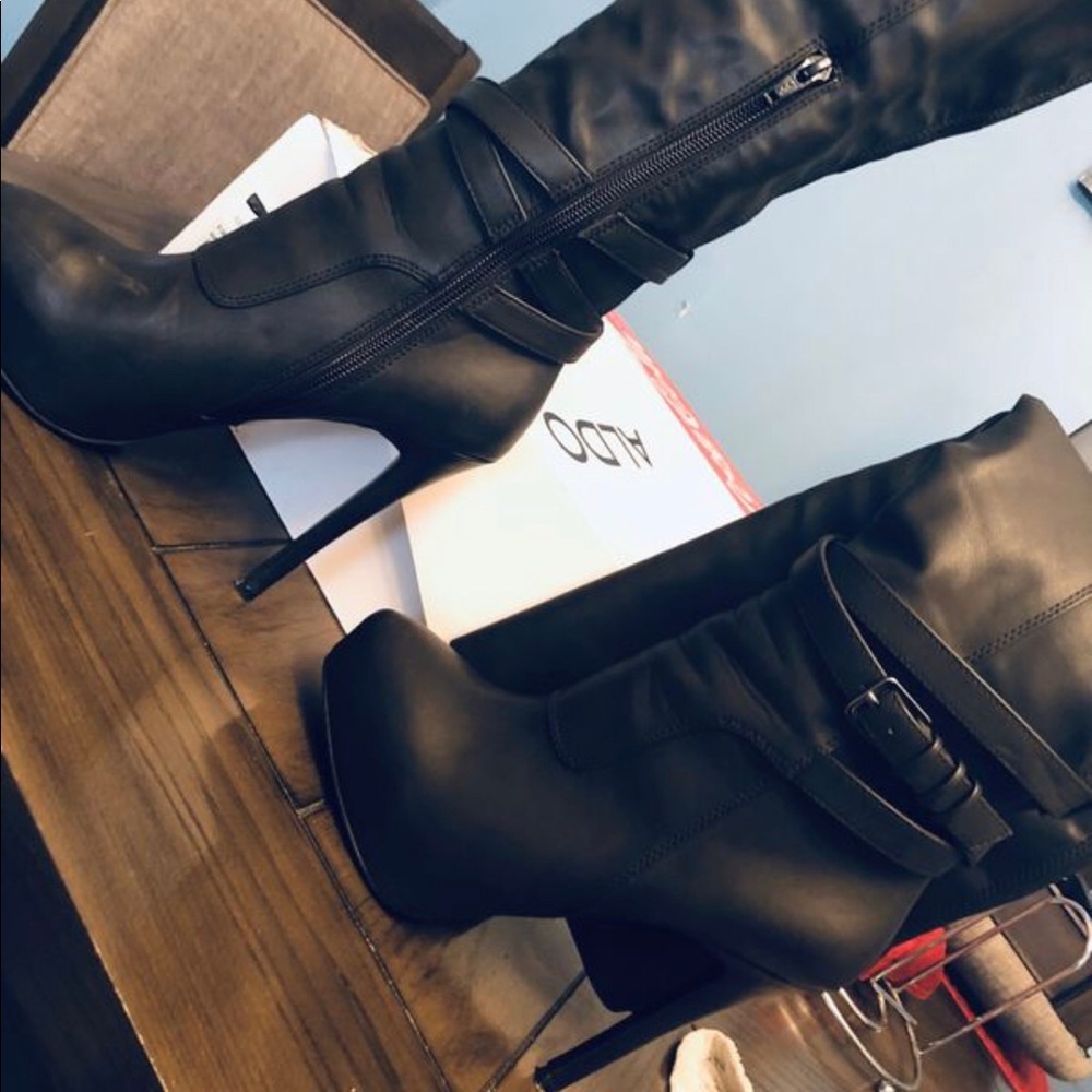 Black thigh high Aldo boots!